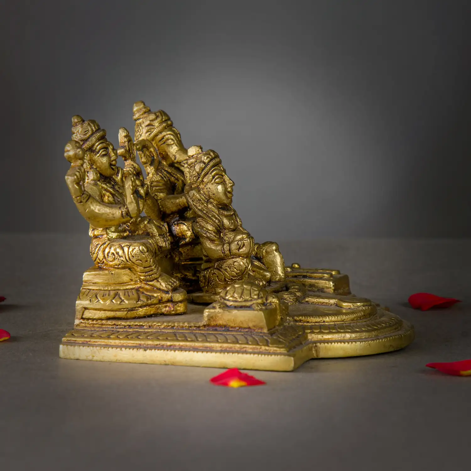 Brass Ganesha Kuber and Lakshmi idol - 3.5 inches - secondary