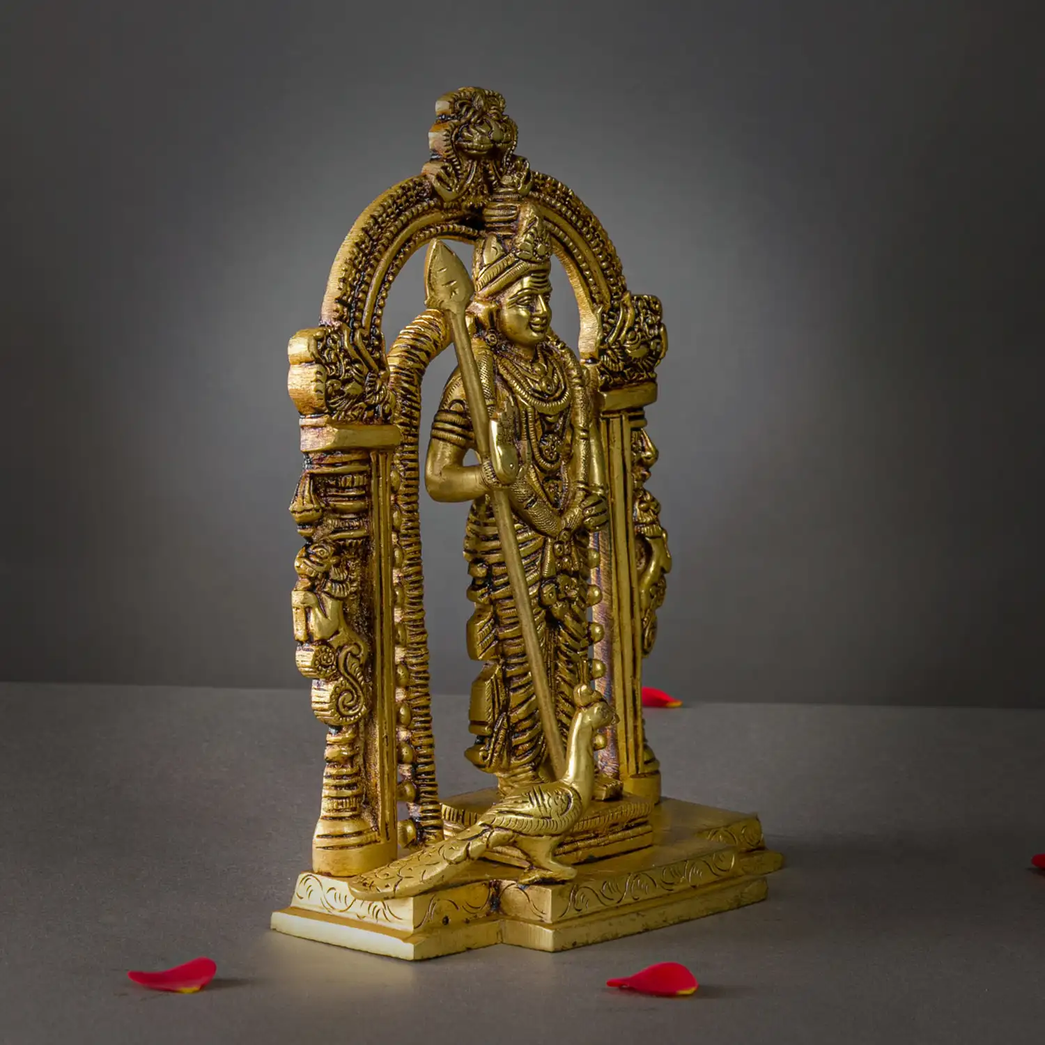 Brass Murugan Malaysia Murugan with Thiruvachi idol - 8.5 inches - secondary