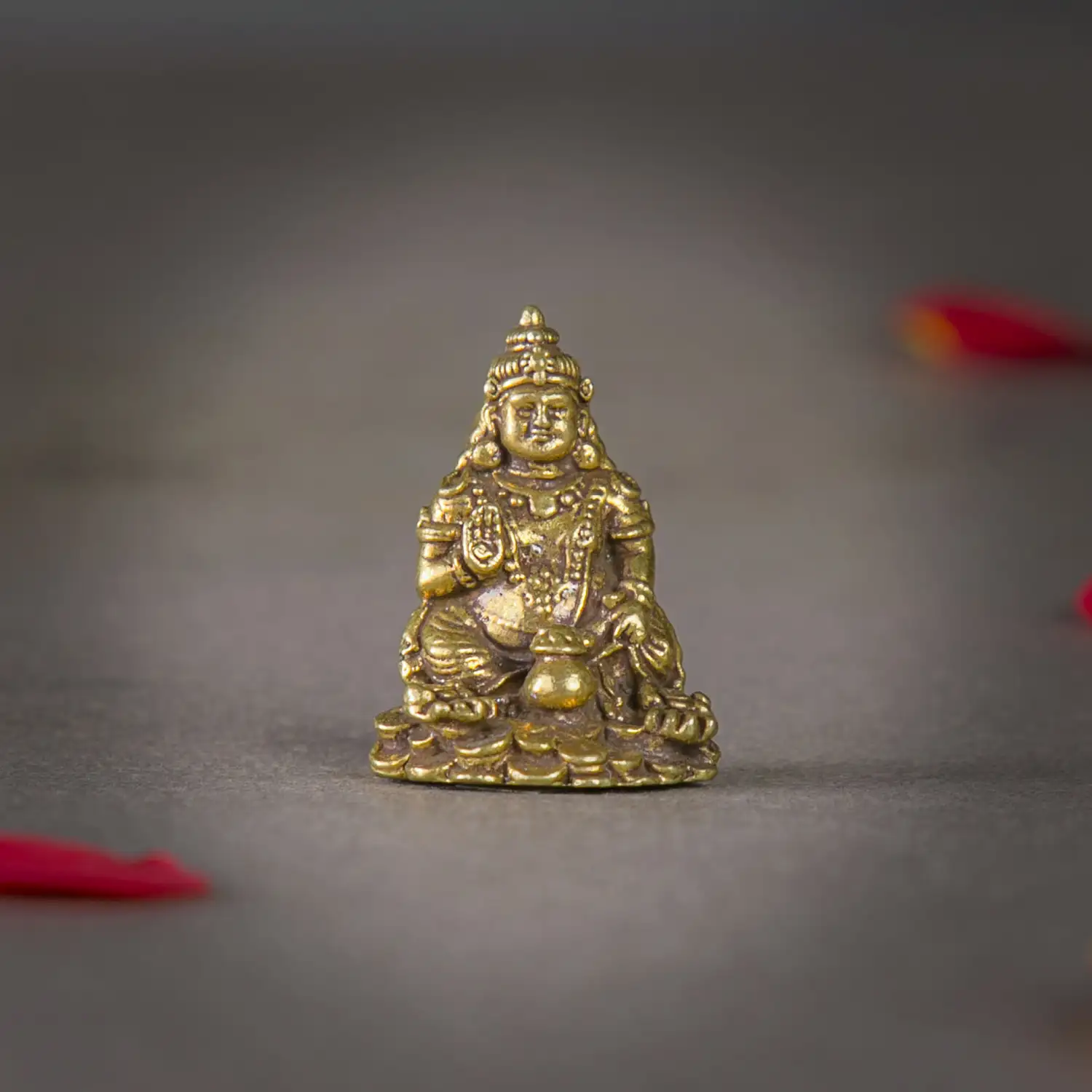 1 Inch Mini Kuber Murti - Brass Kubera Idol for Wealth and Prosperity