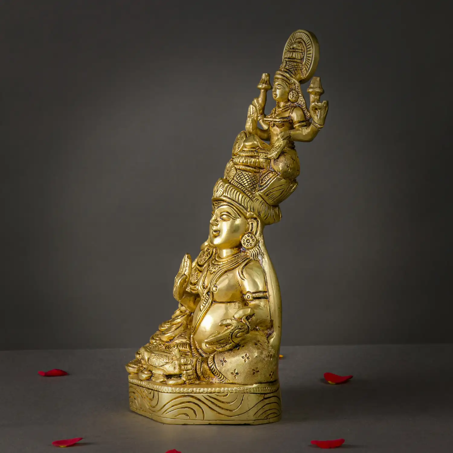 10.5" Brass Lakshmi Kubera Statue with Coins idol - secondary