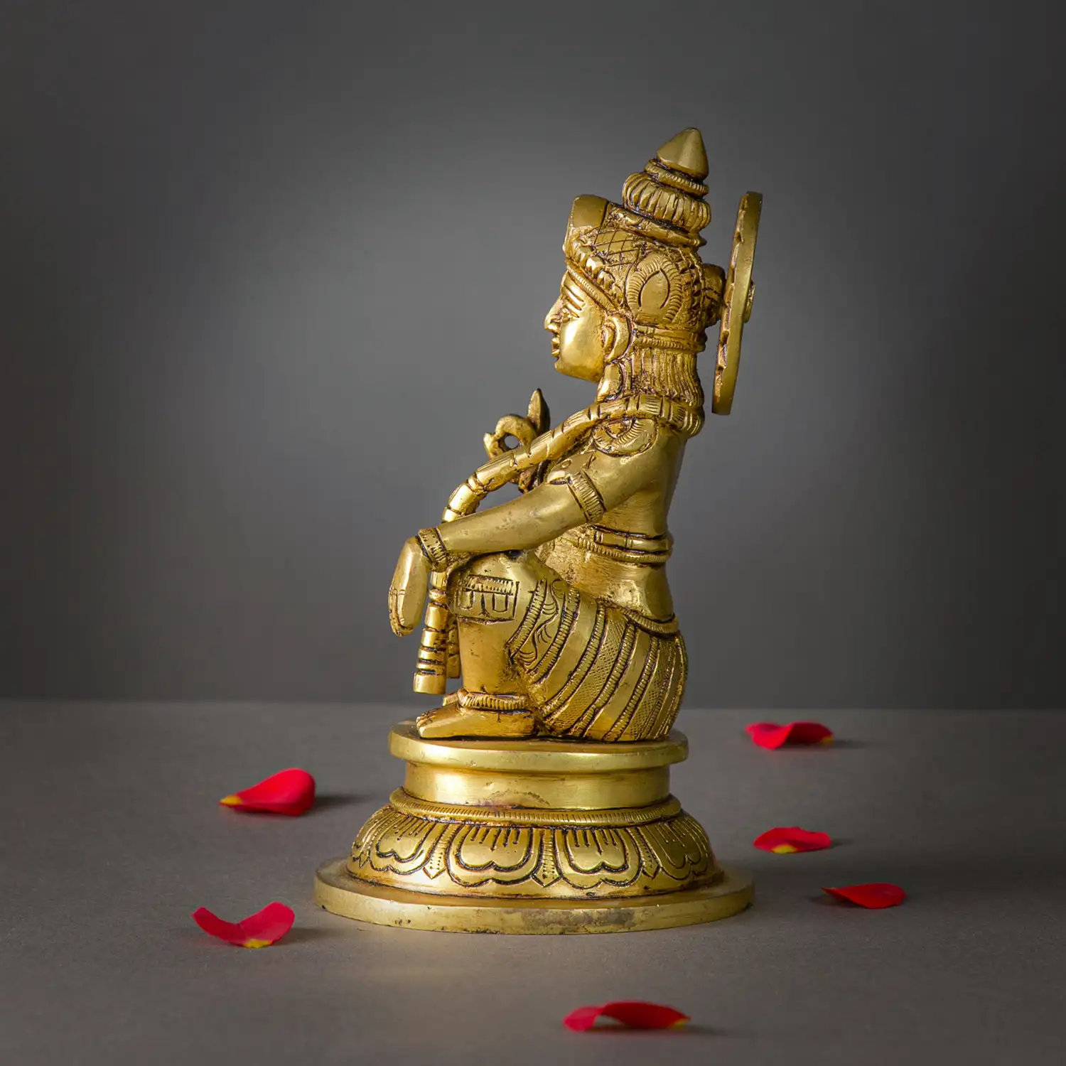 6 inch Brass Ayyappan Swamy Idol with mala - image 3