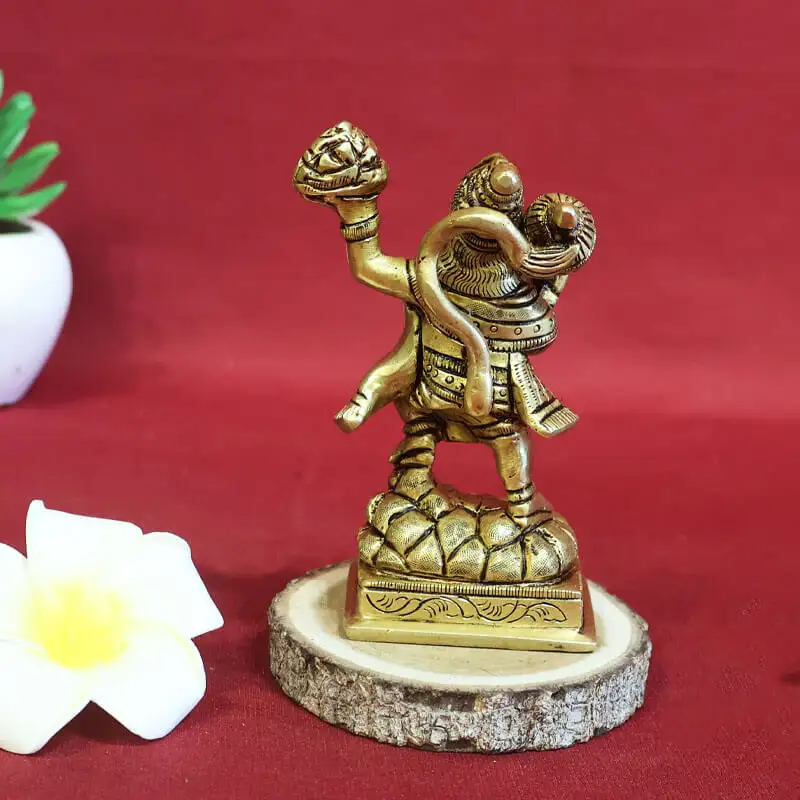 4 inches Brass standing with Sanjeevi Mountain Hanuman idol - image 3