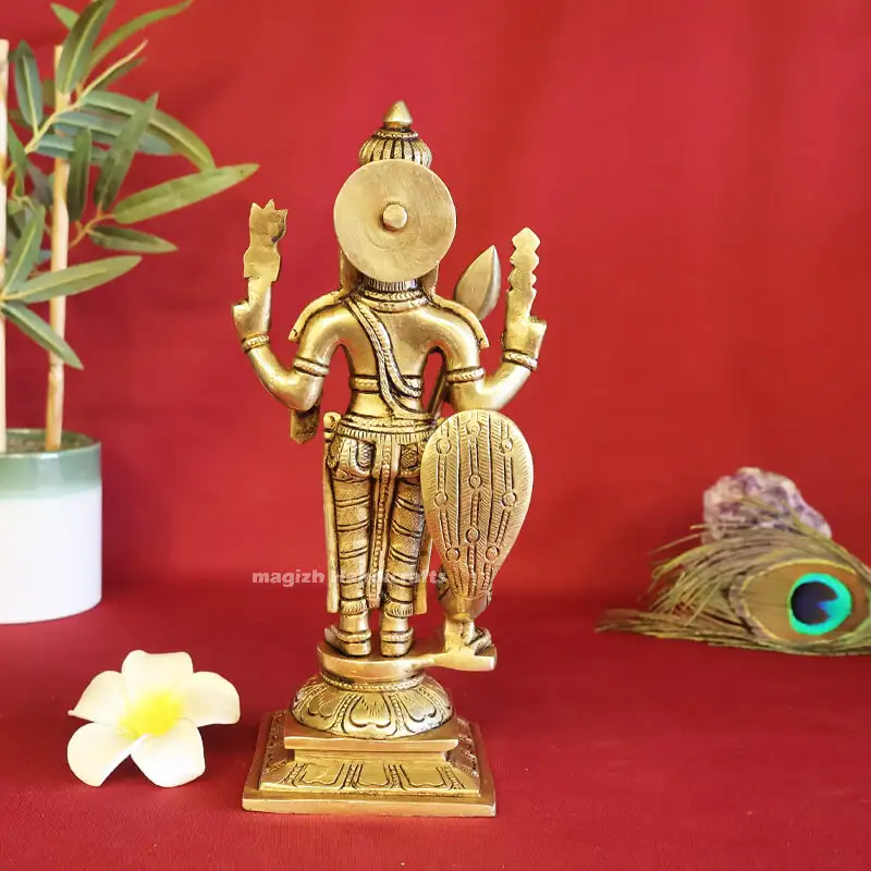 9.5 inches Brass Murugan side Peacock with Vel idol SC - image 3