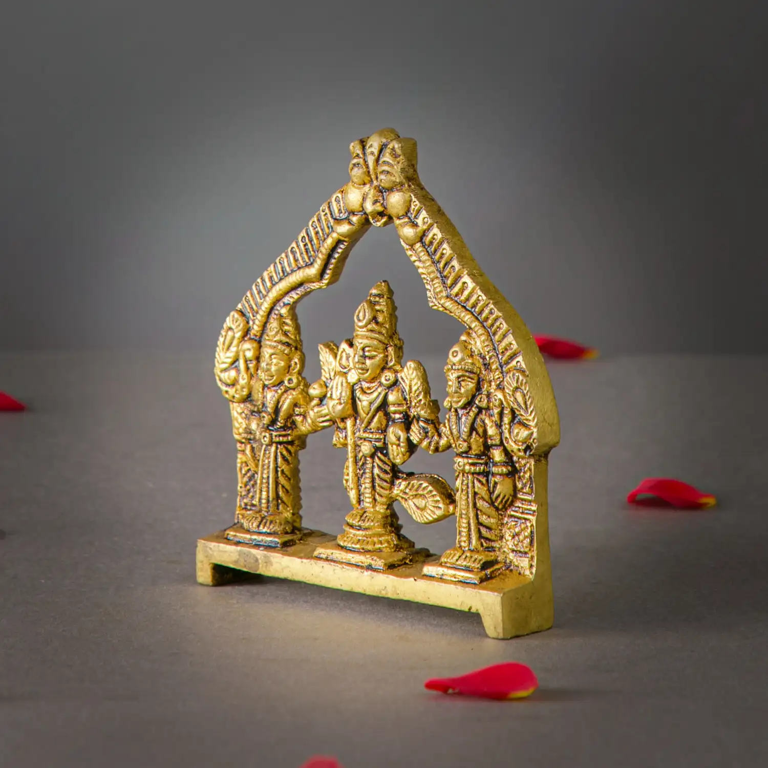 3.5 inches Brass Murugan Valli Deivanai frame idol - image 3