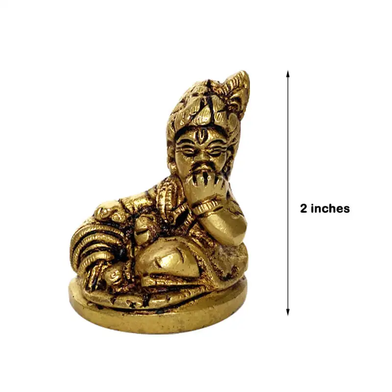 Brass matka small lord krishna idol with pot for pooja room and car dashboard 2 inches - secondary