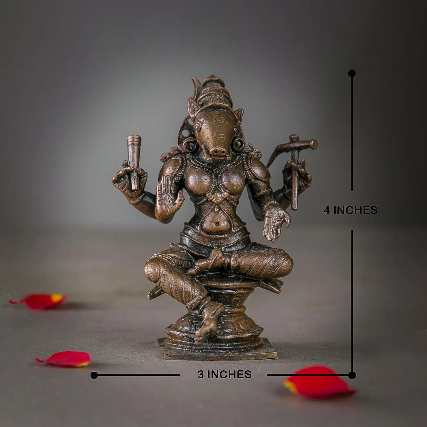 4 inches Copper 4 hands Varahi amman - image 4