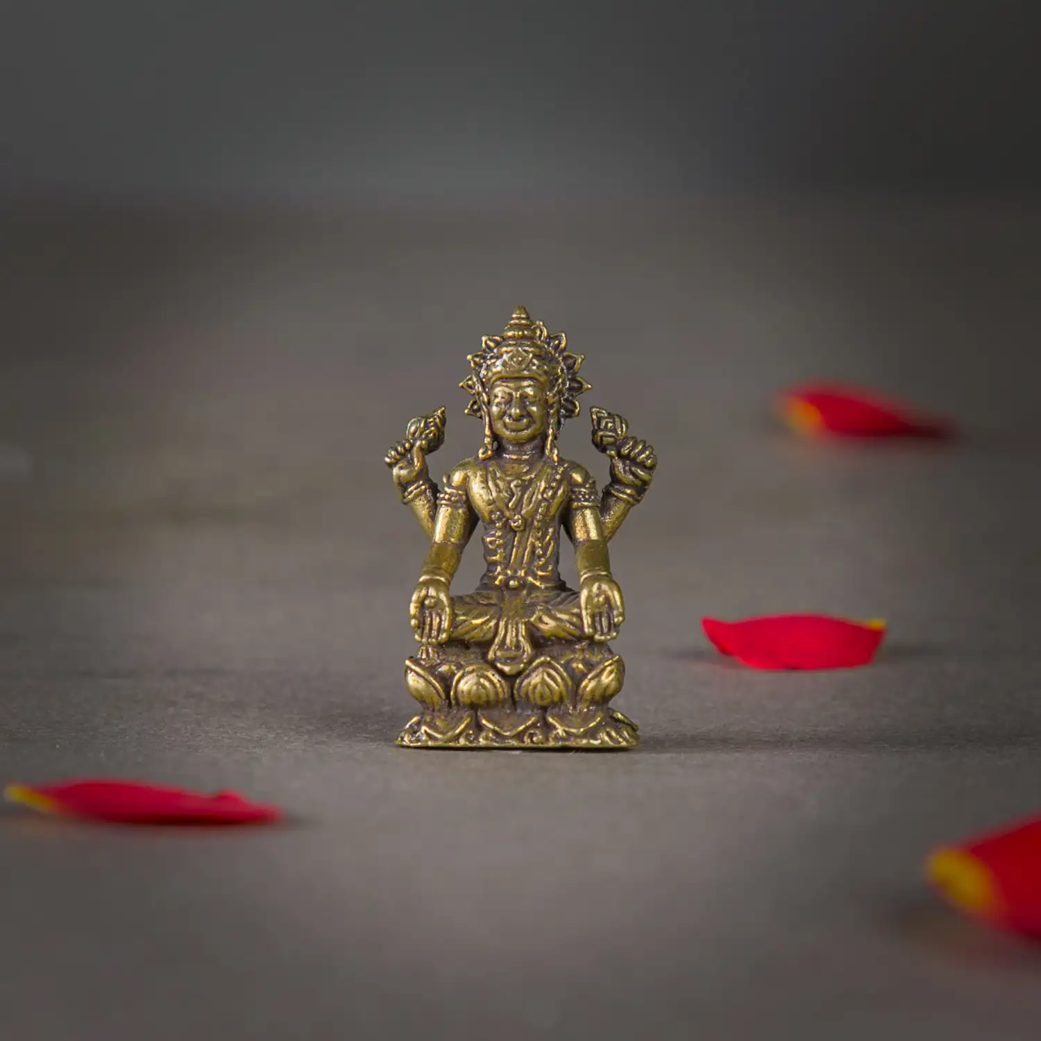 1 inch Brass sitting miniature Lakshmi on Lotus idol