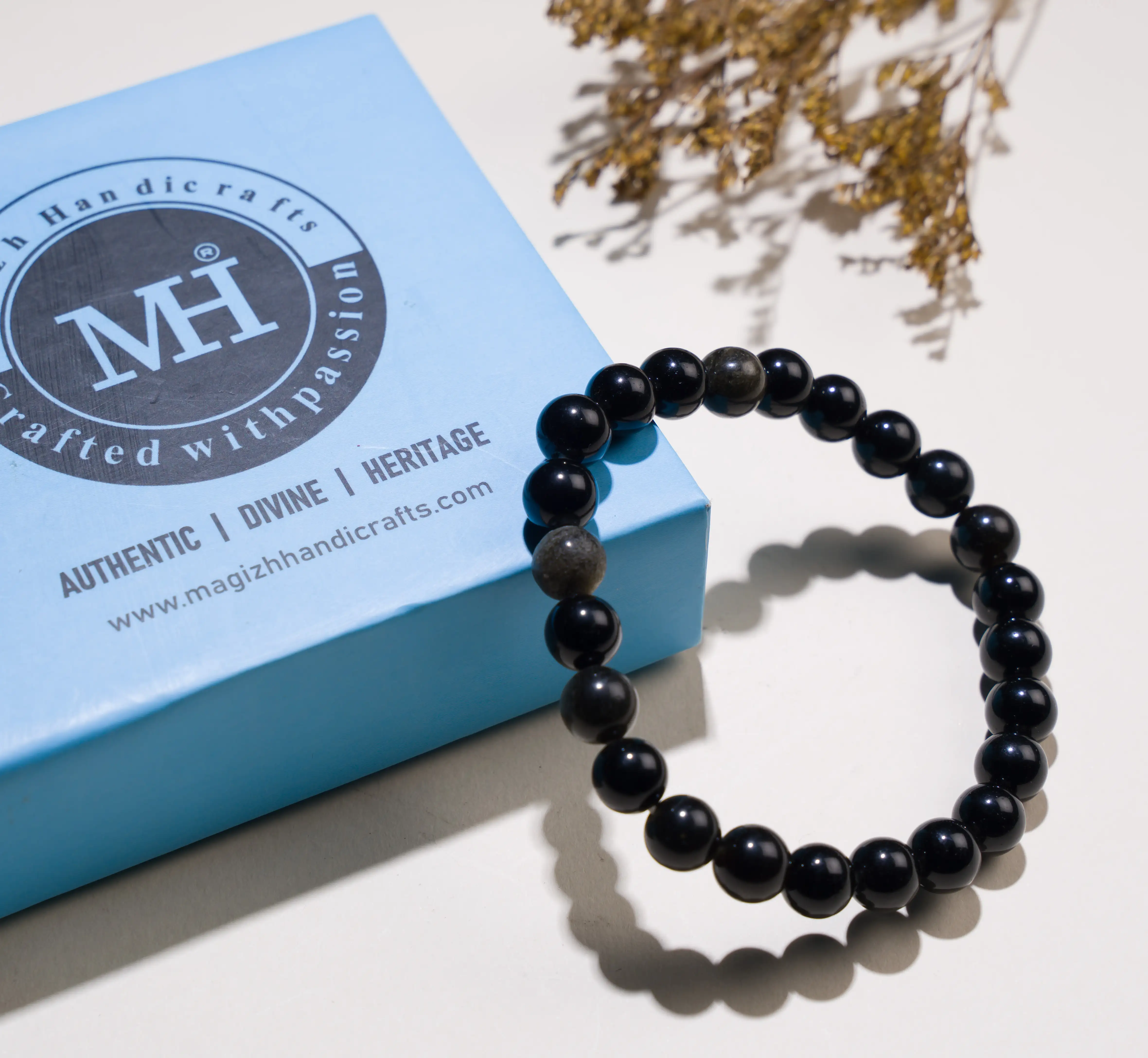 8mm Black golden obsidian crystal bracelet - image 3