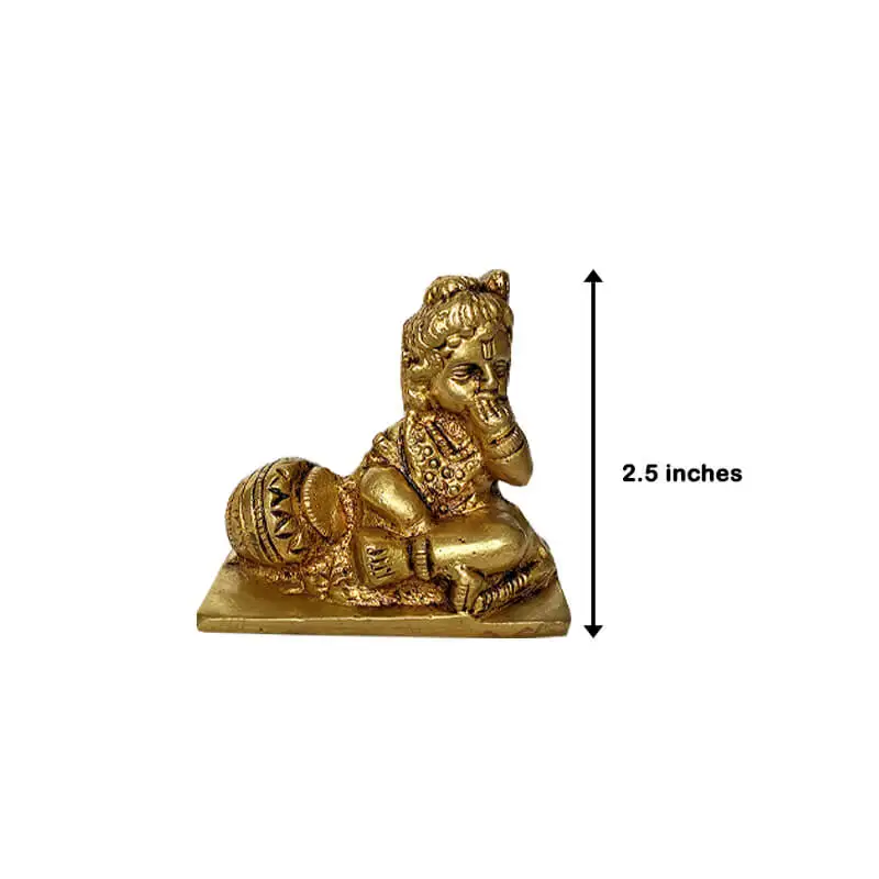 Brass matka Medium lord krishna idol with pot for pooja room and car dashboard 2.5 inches - image 5