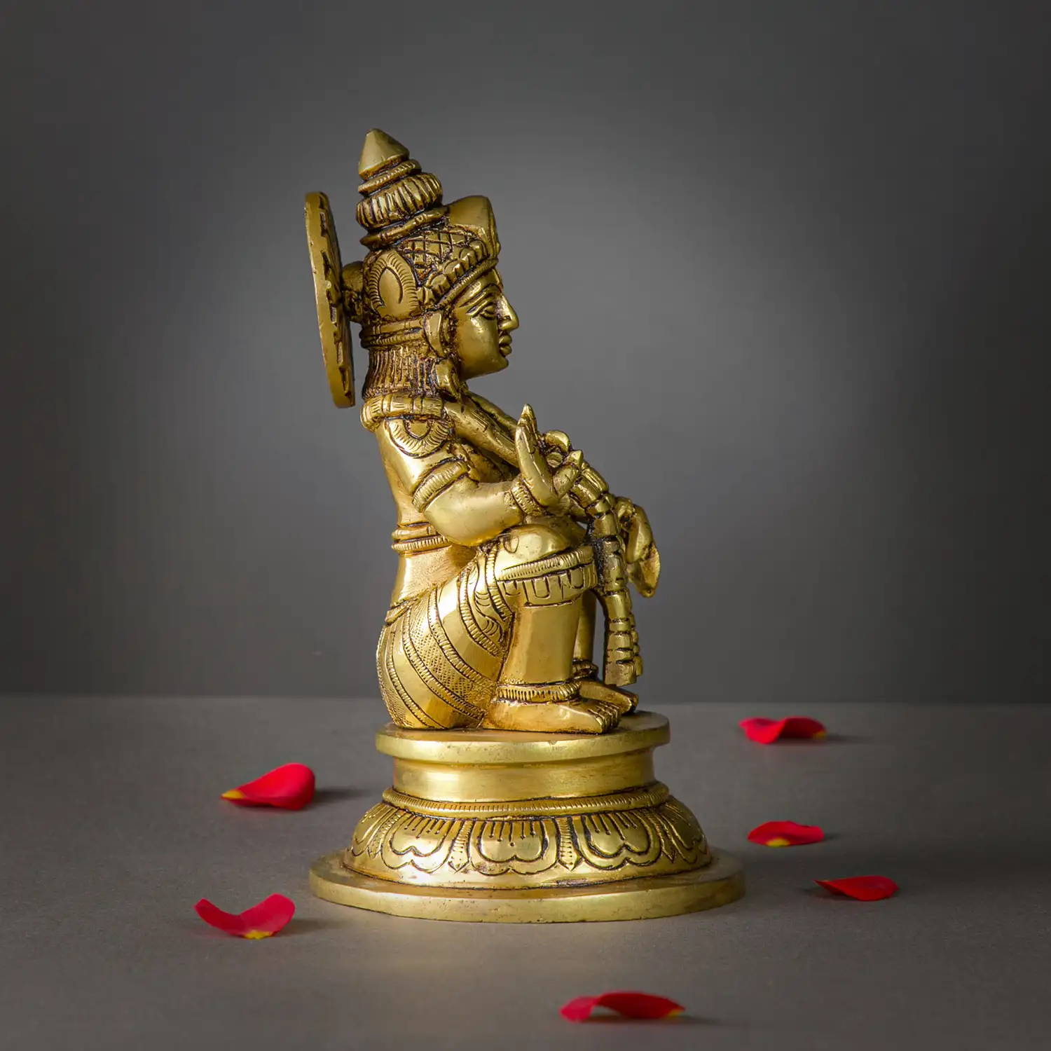 6 inch Brass Ayyappan Swamy Idol with mala - image 2
