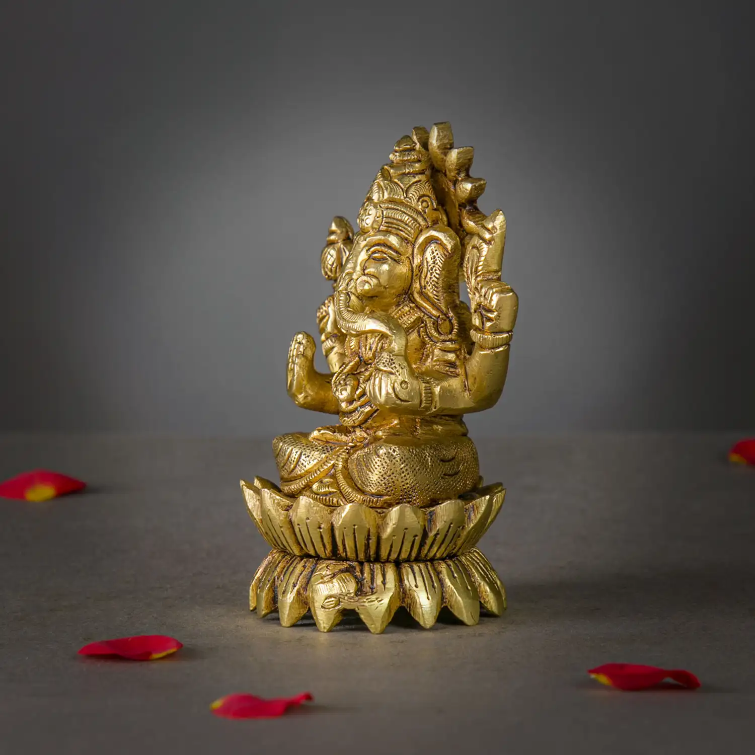 4 inches Lotus brass Ganesha idol - image 3