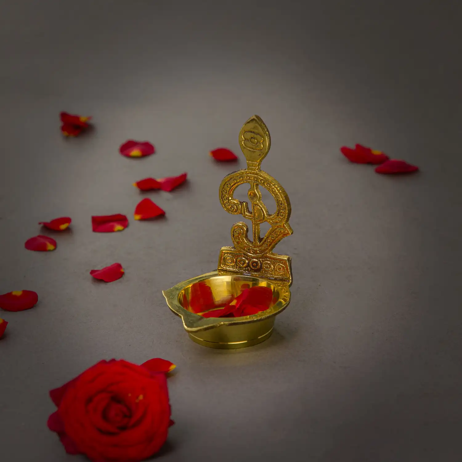 3.5 inches Om Vel Brass Vilakku for Murugan - secondary