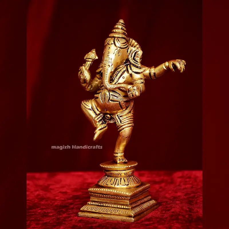 Brass Dancing Ganesha idol (6.5 Inches) - image 2