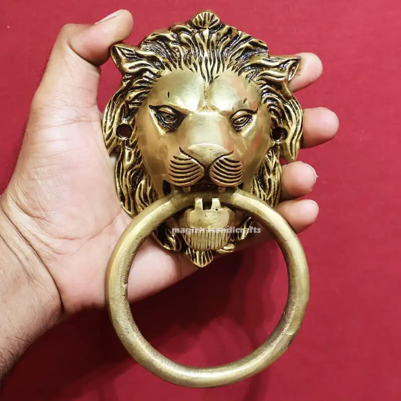 5 inches Lion door knocker Brass SC - secondary