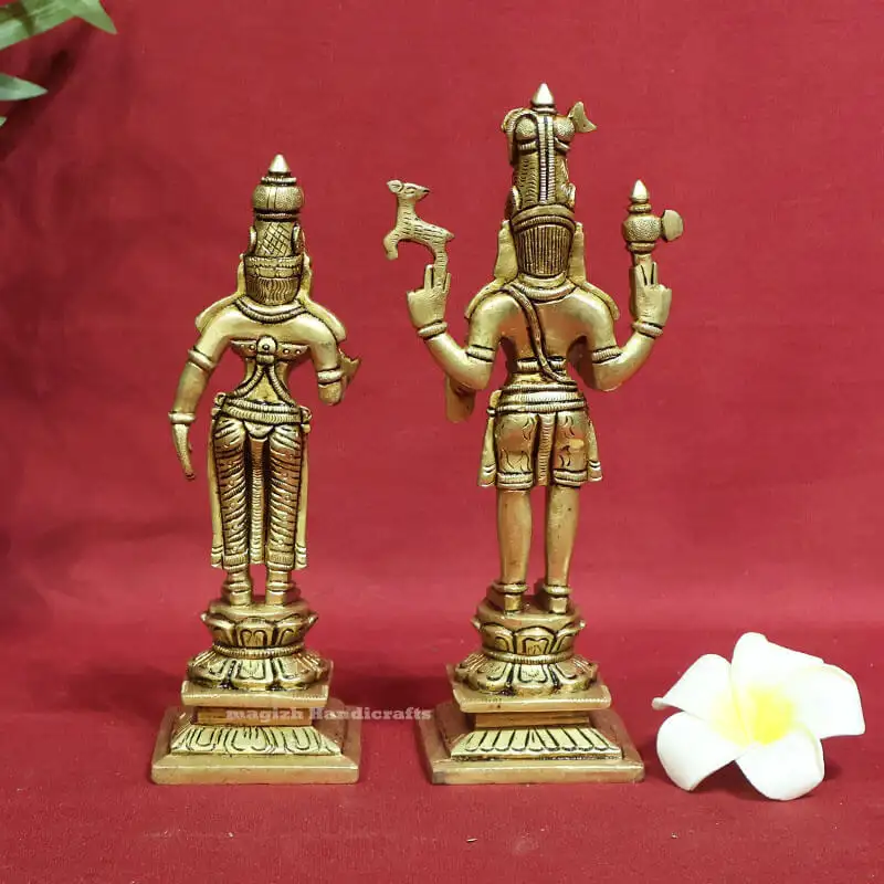 8 inches standing Brass Lord Shiva and Parvathi Idol - image 3