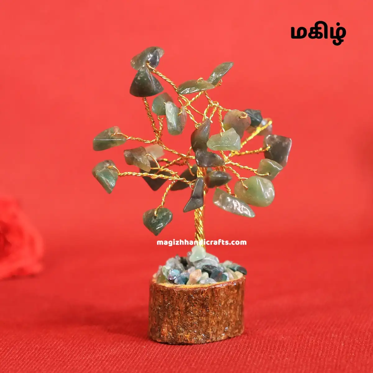 Mini Green Jade stone tree - 25 beads - image 4