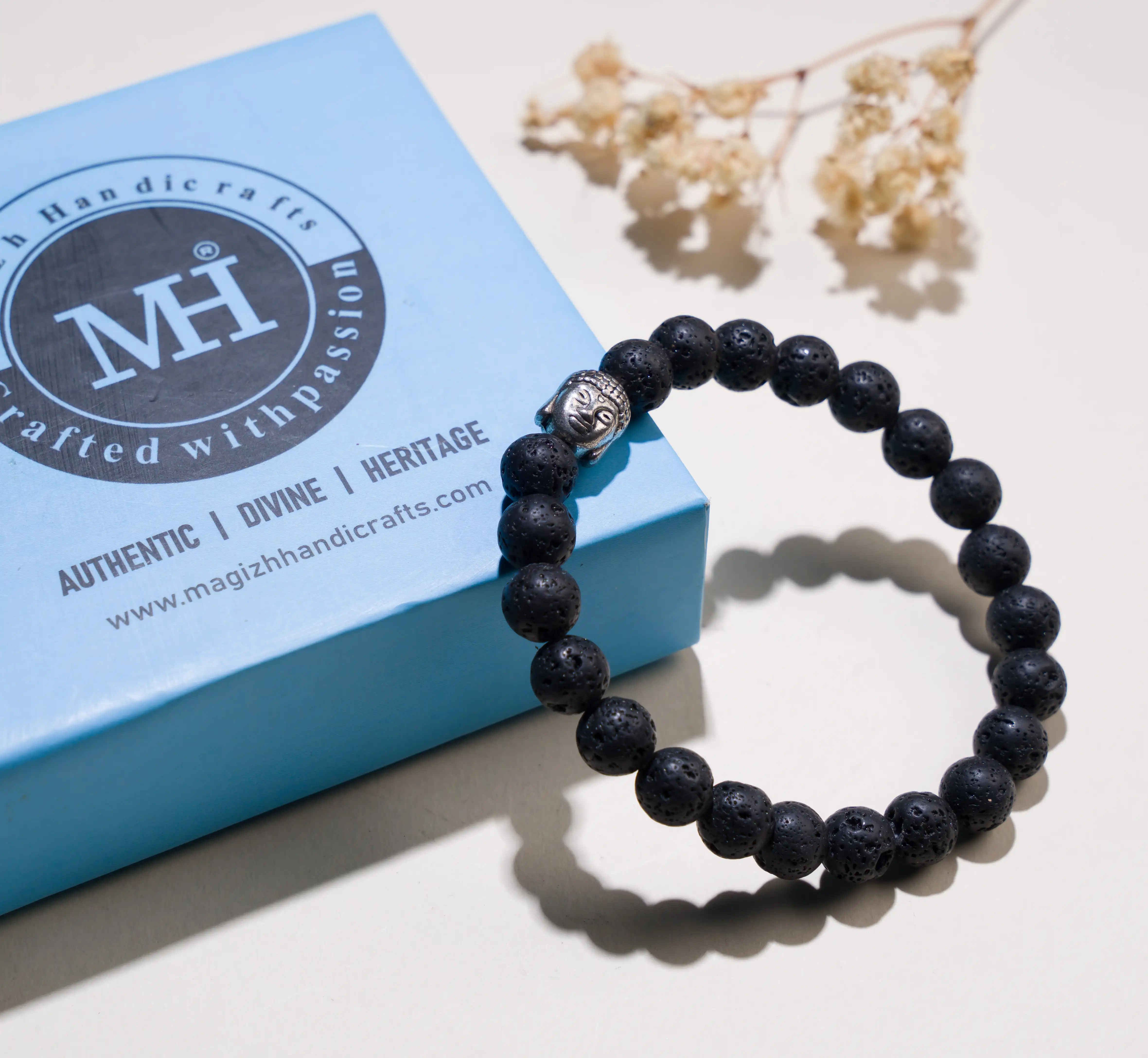 8mm Lava stone Crystal bracelet with buddha - image 3