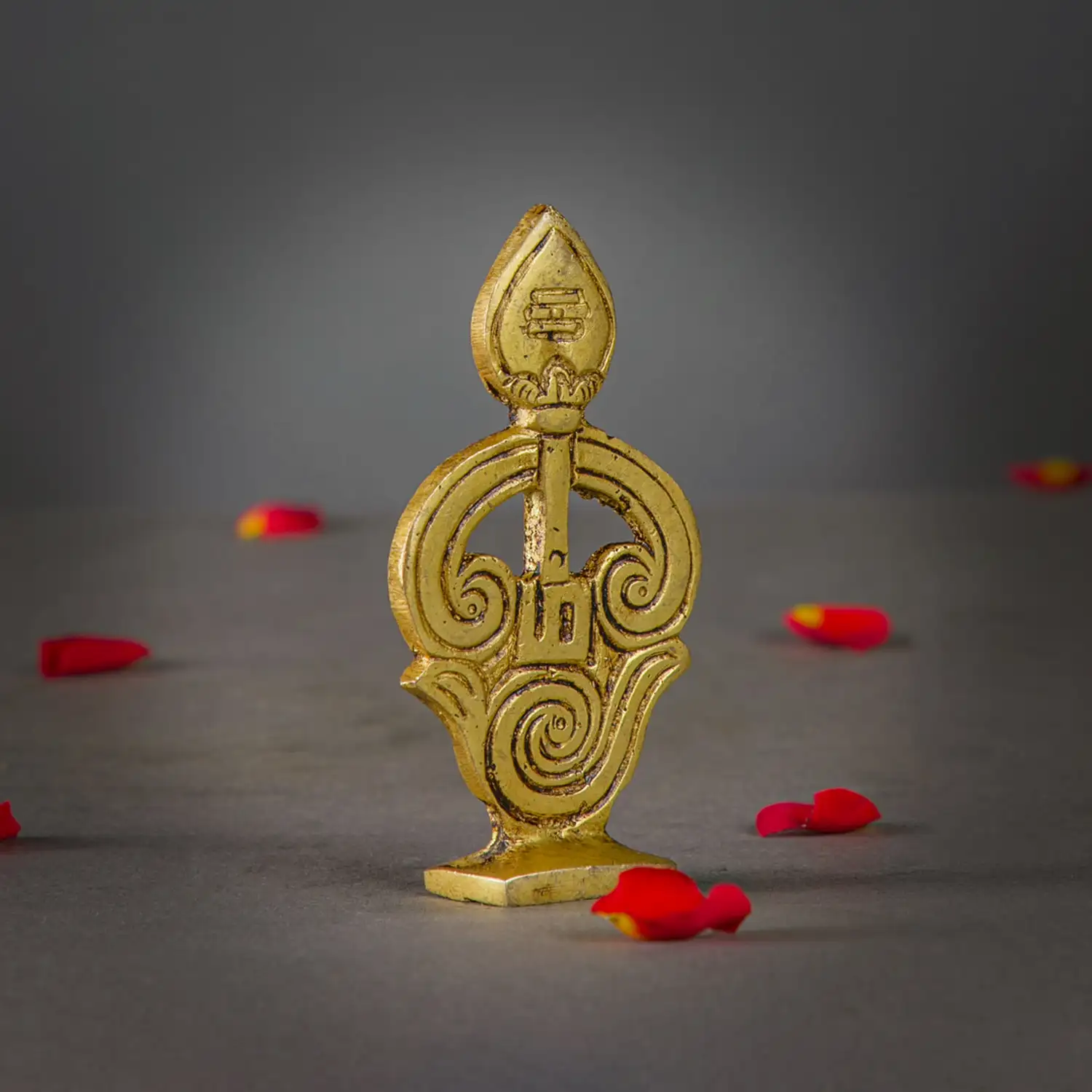 3.5 inches Brass Tamil OM vel with base - secondary