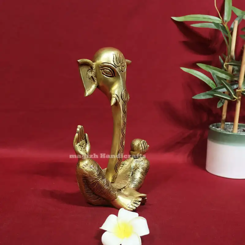 9.5 Inches Brass Straight Modern Ganesha idol - image 2