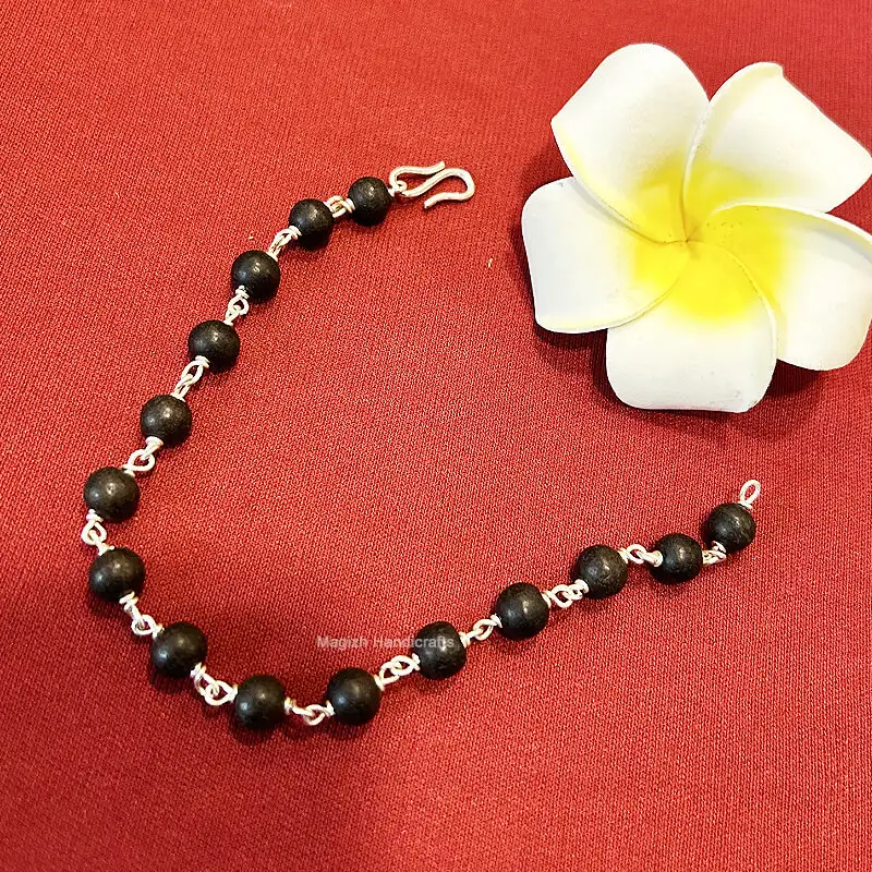 Original karungali Pure Silver Bracelet-8mm - secondary
