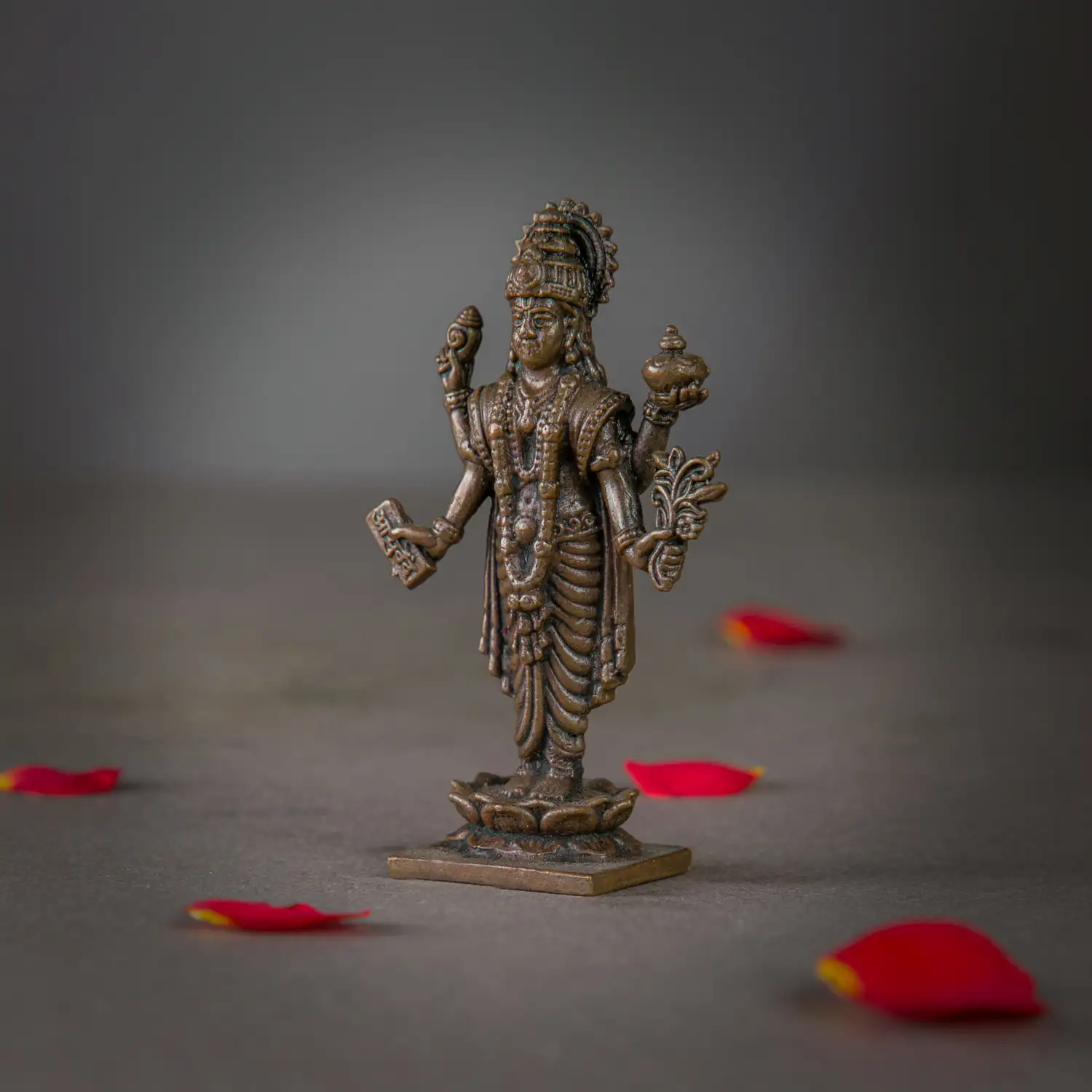 3 inches standing copper Dhanvantri - image 2