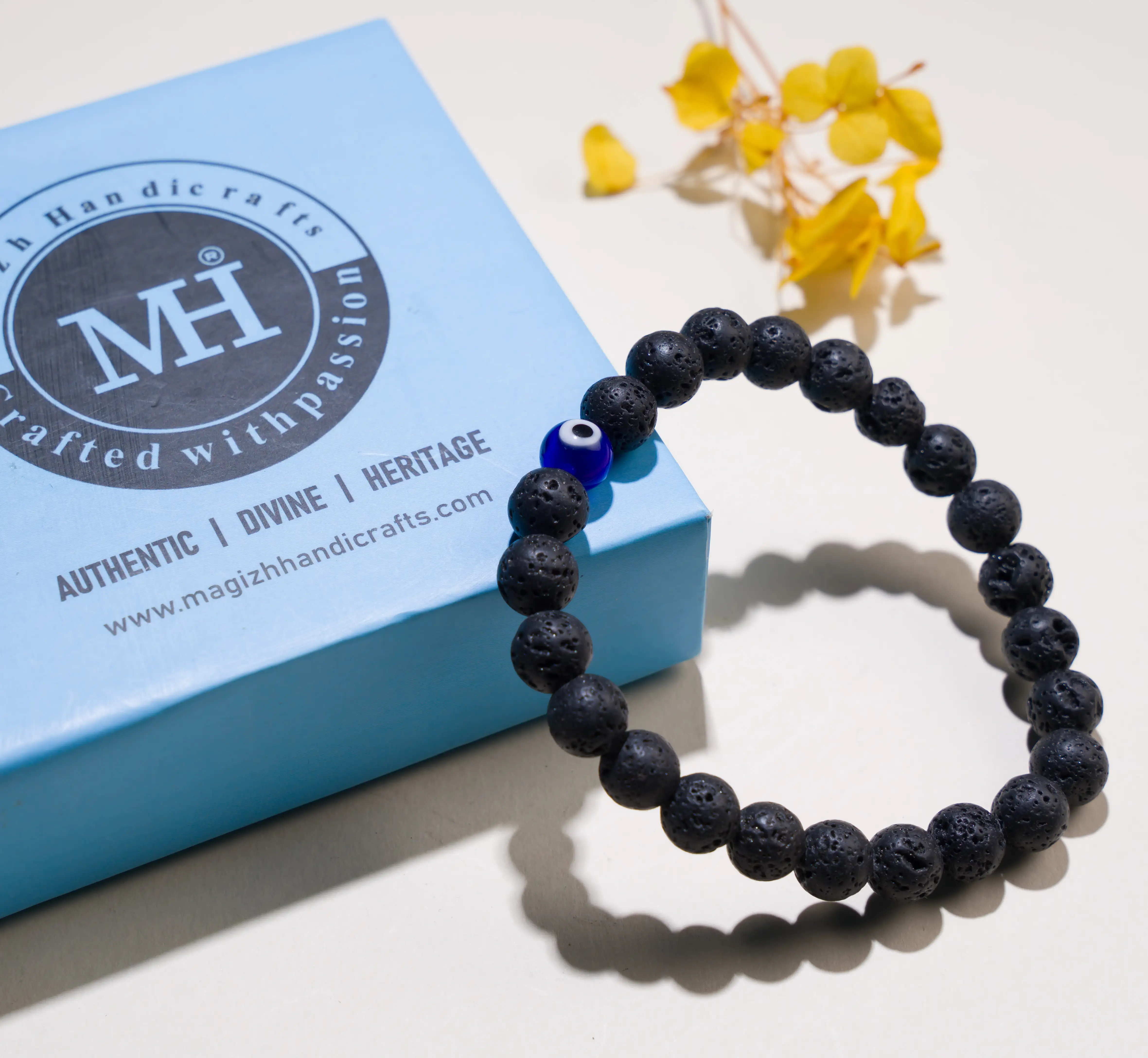 8mm Evil eye Lava original crystal stone Bracelet - image 3