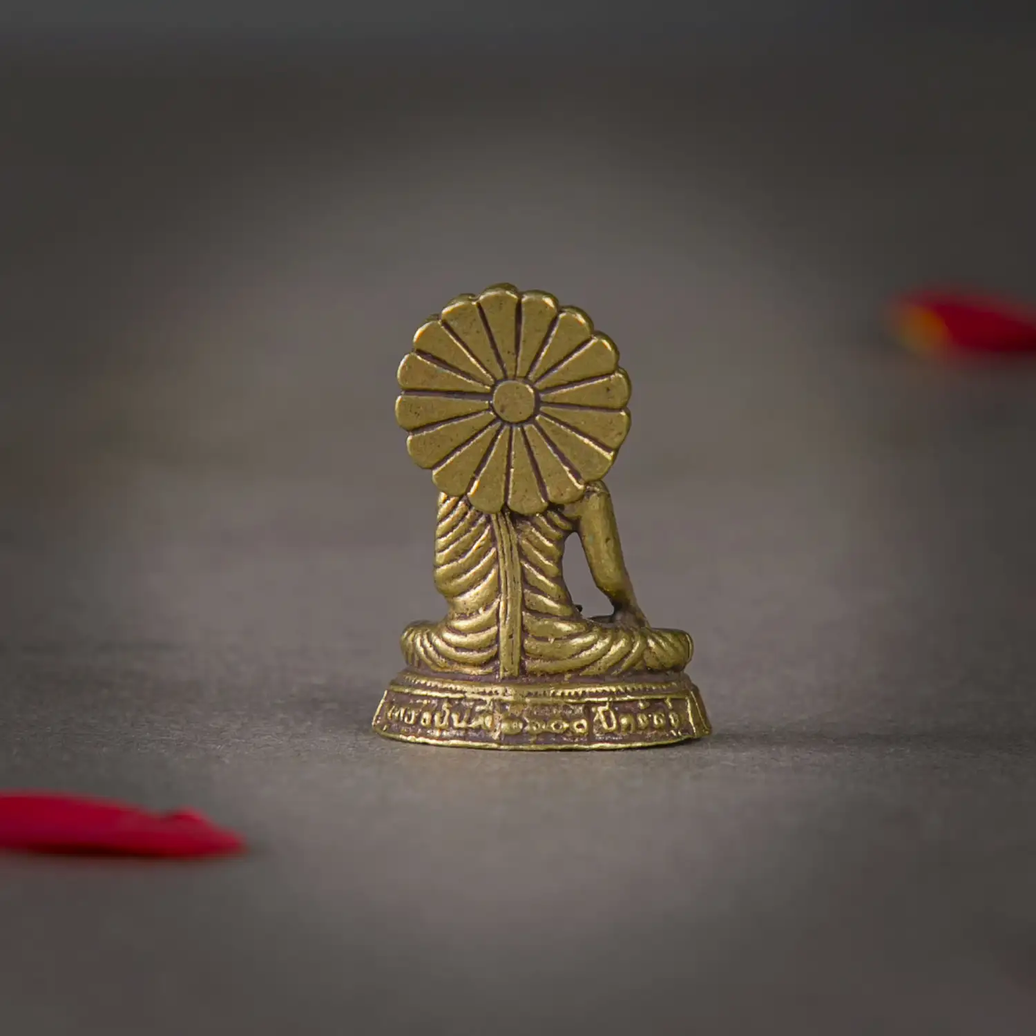 1 inch Brass lord Budha with Halo idol - image 3