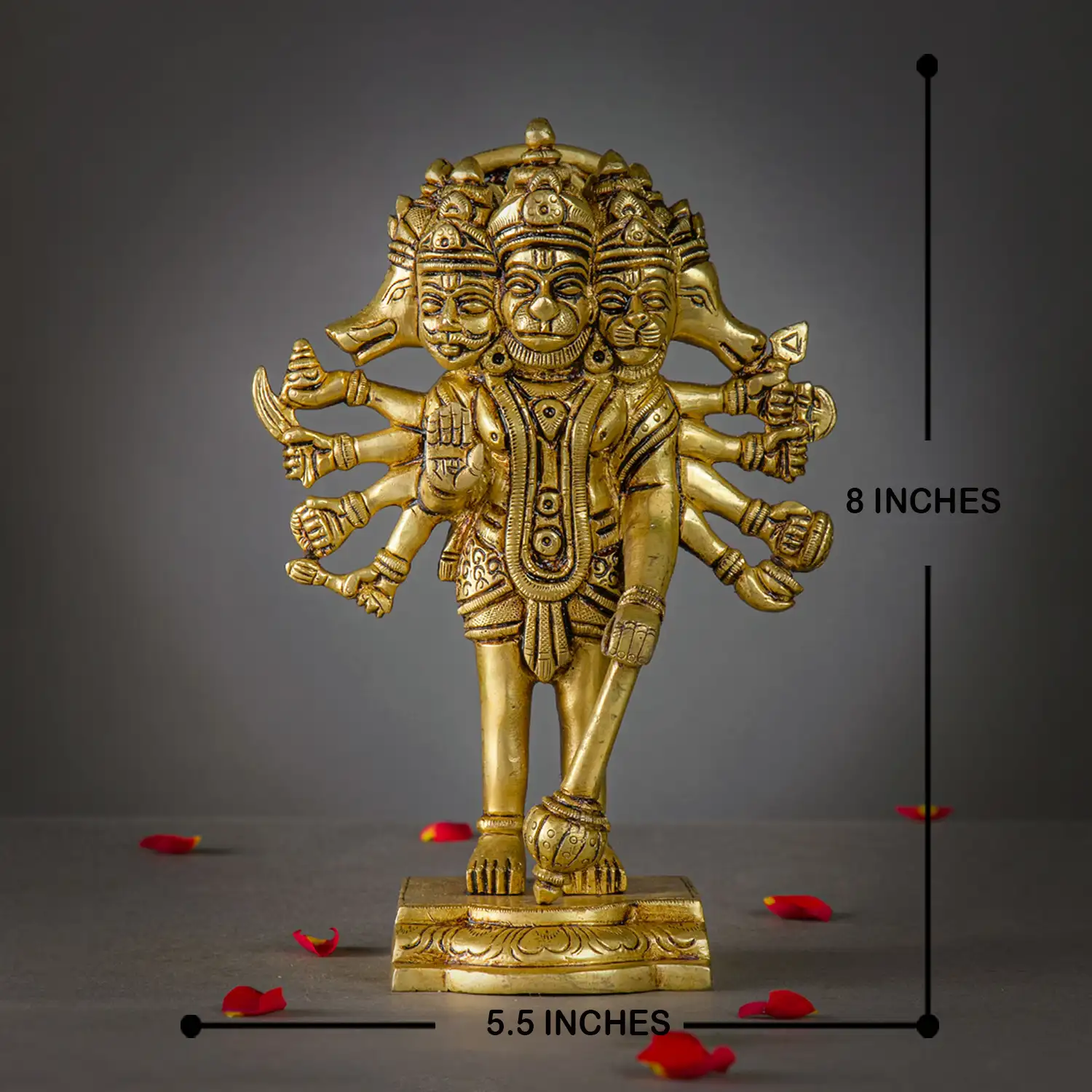 8 Inch Handcrafted Five-Faced Lord Hanuman - image 4