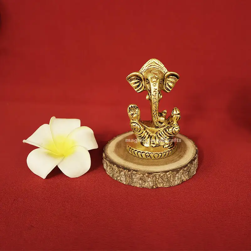 Brass Laddu Ganesha idol (3 Inches)