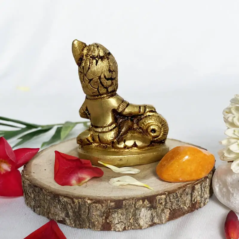 Brass matka small lord krishna idol with pot for pooja room and car dashboard 2 inches - image 4