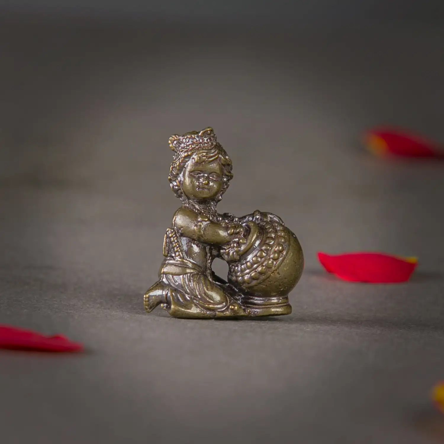 1 inch Mini Brass vennai matka baby Krishna idol