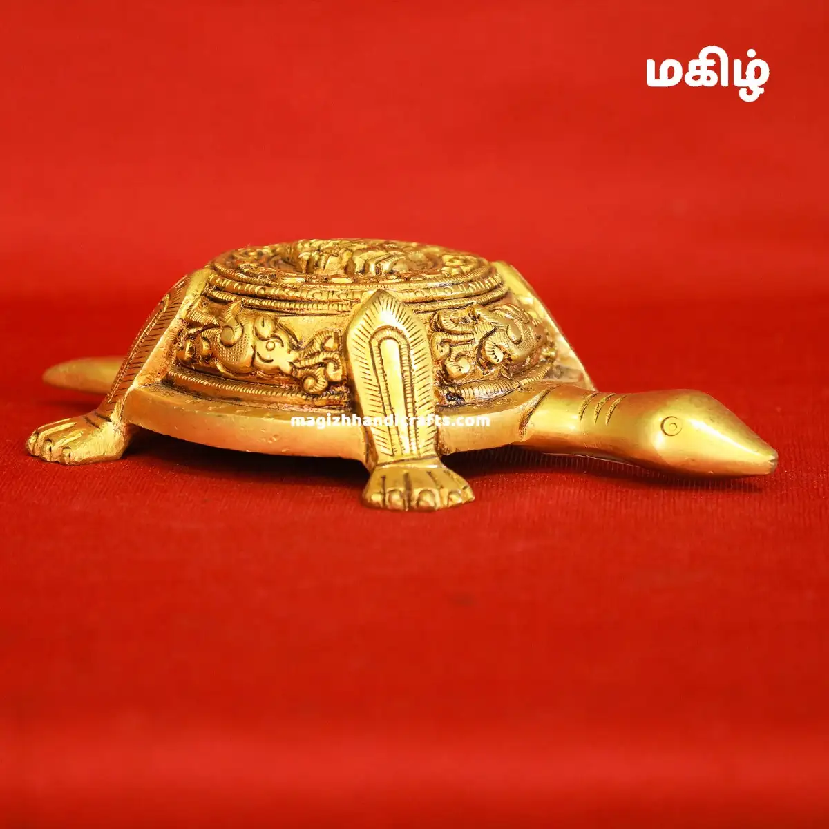 Brass Tortoise with Ganesha idol - 7 inches