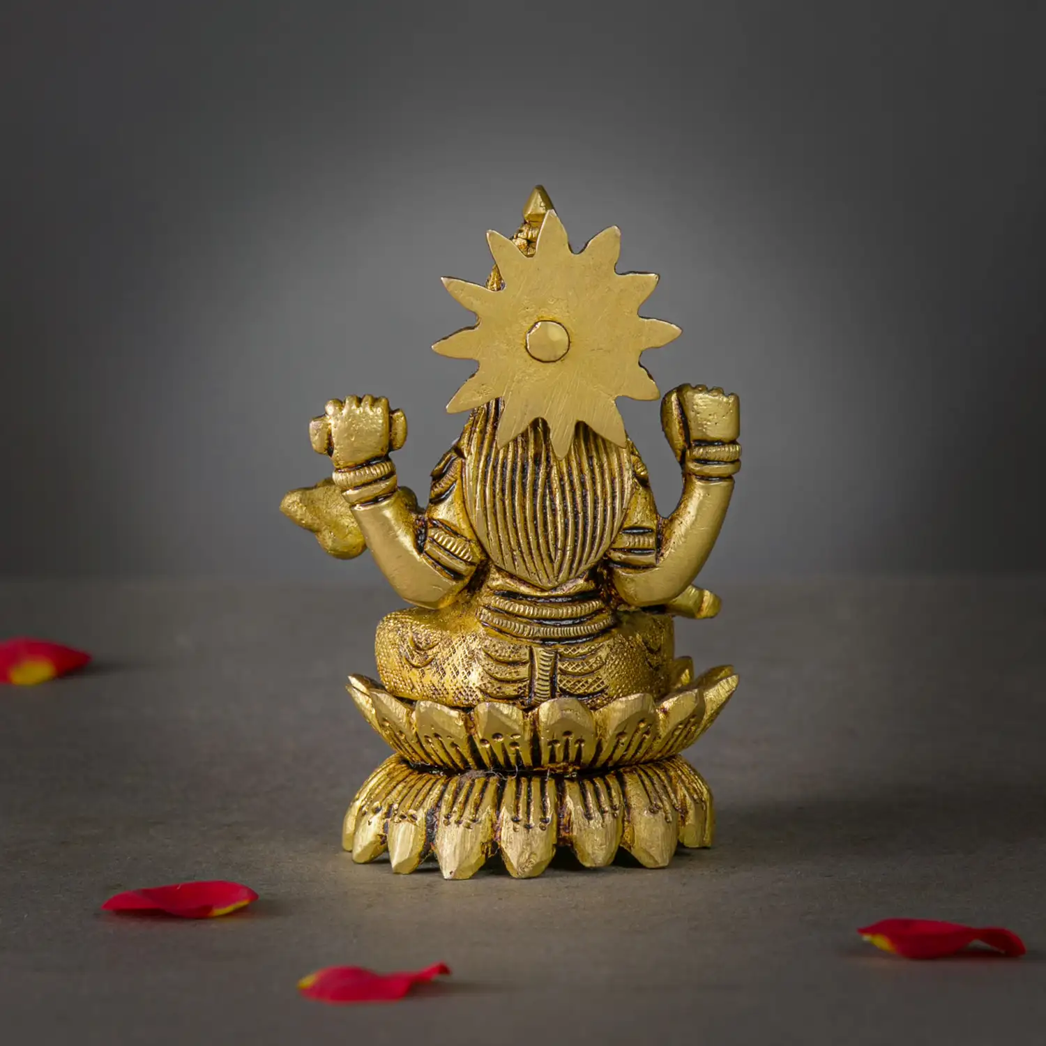 4 inches brass Goddess Saraswathi on Lotus idol - image 5