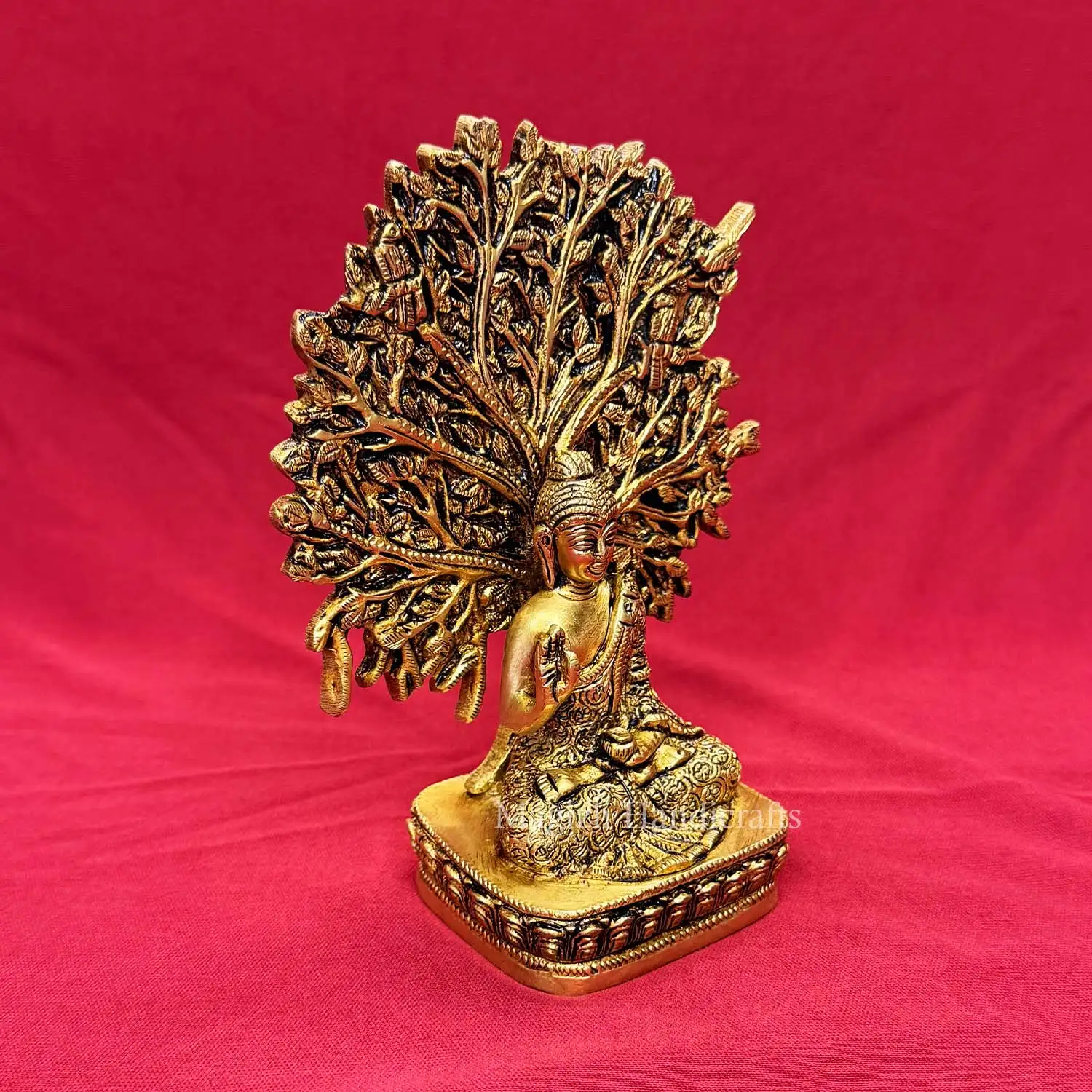 6 inches Brass Buddha with tree Idol - image 2