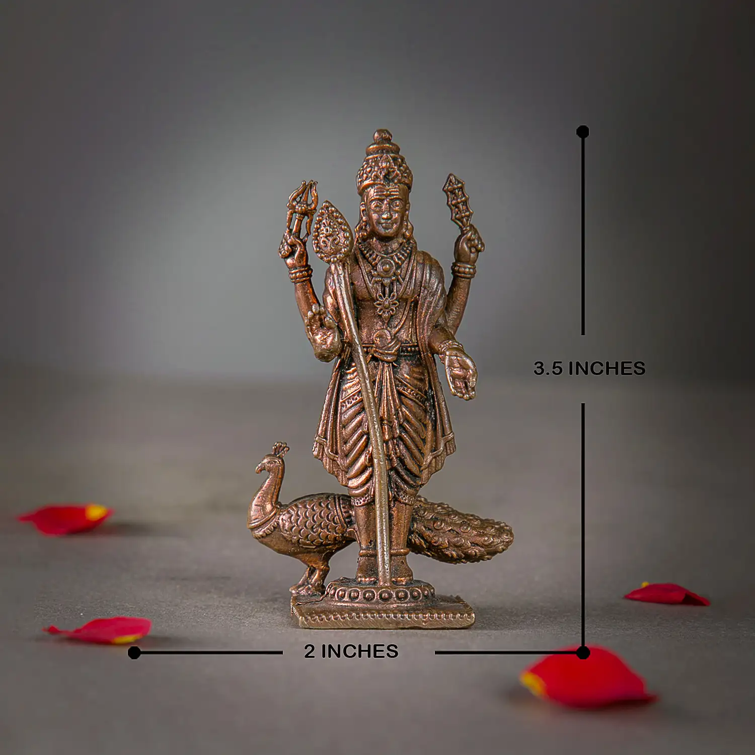 3.5 inches Copper Lord Murugan Idol - image 4