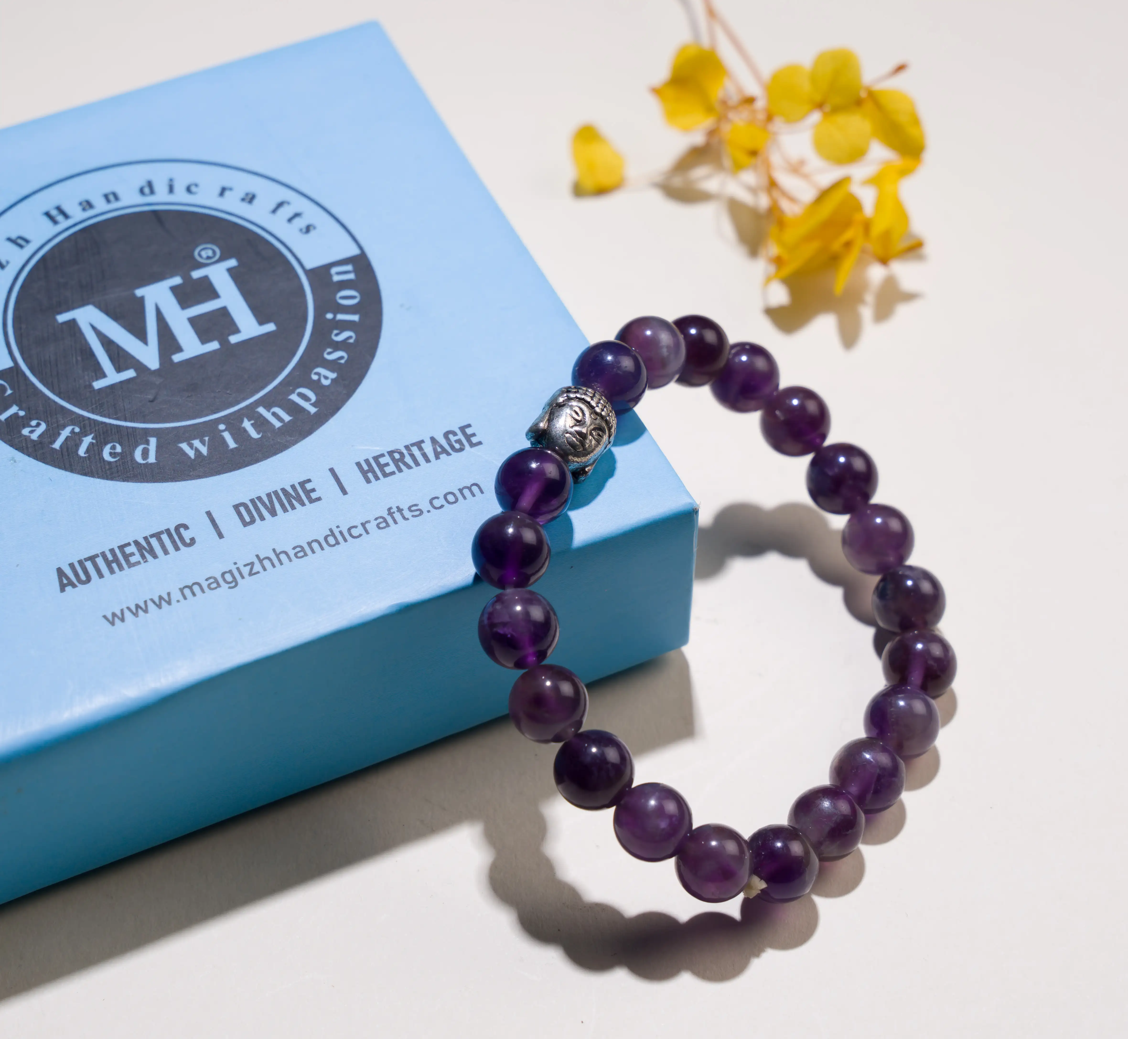 8mm Amethyst Crystal bracelet with buddha - image 3