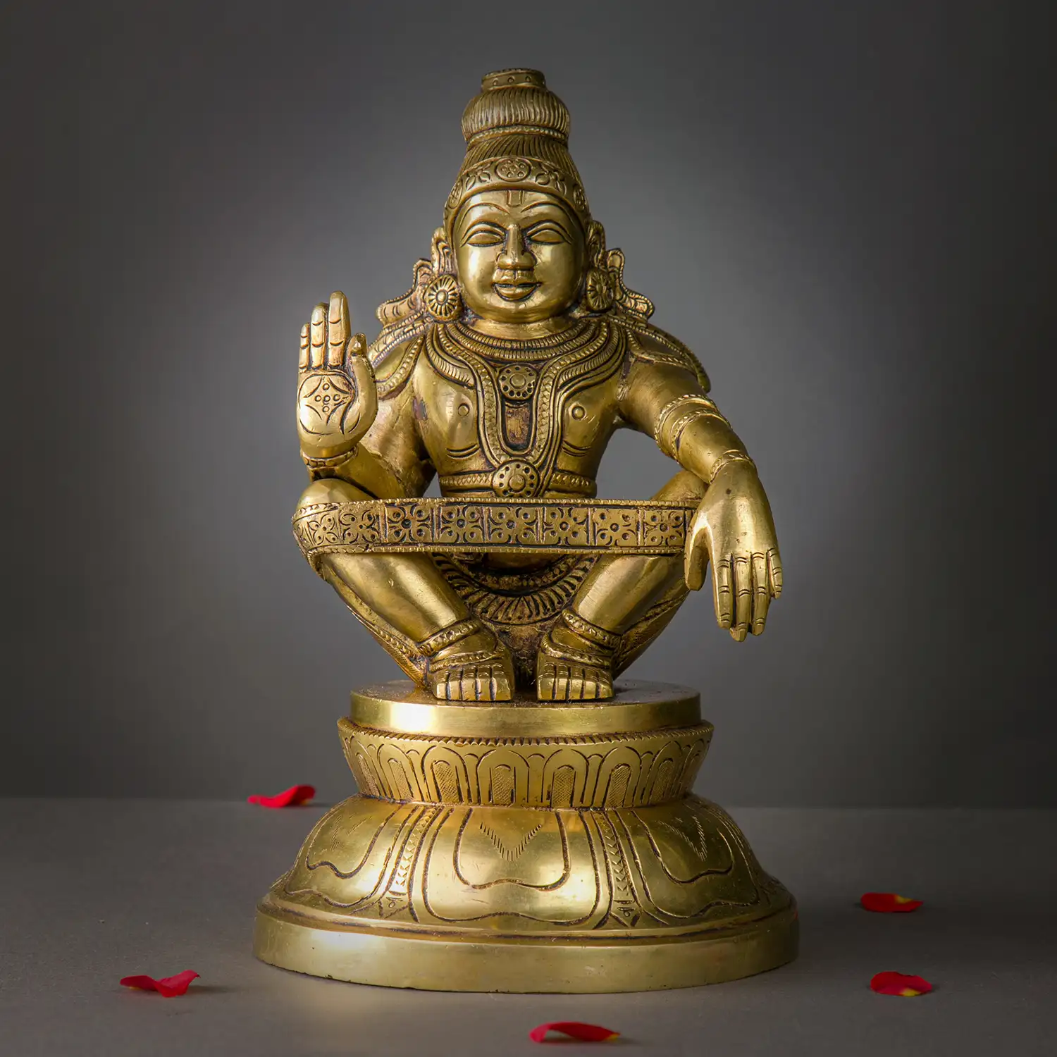 9.5 inches Brass God Ayyappan Statue - image 1