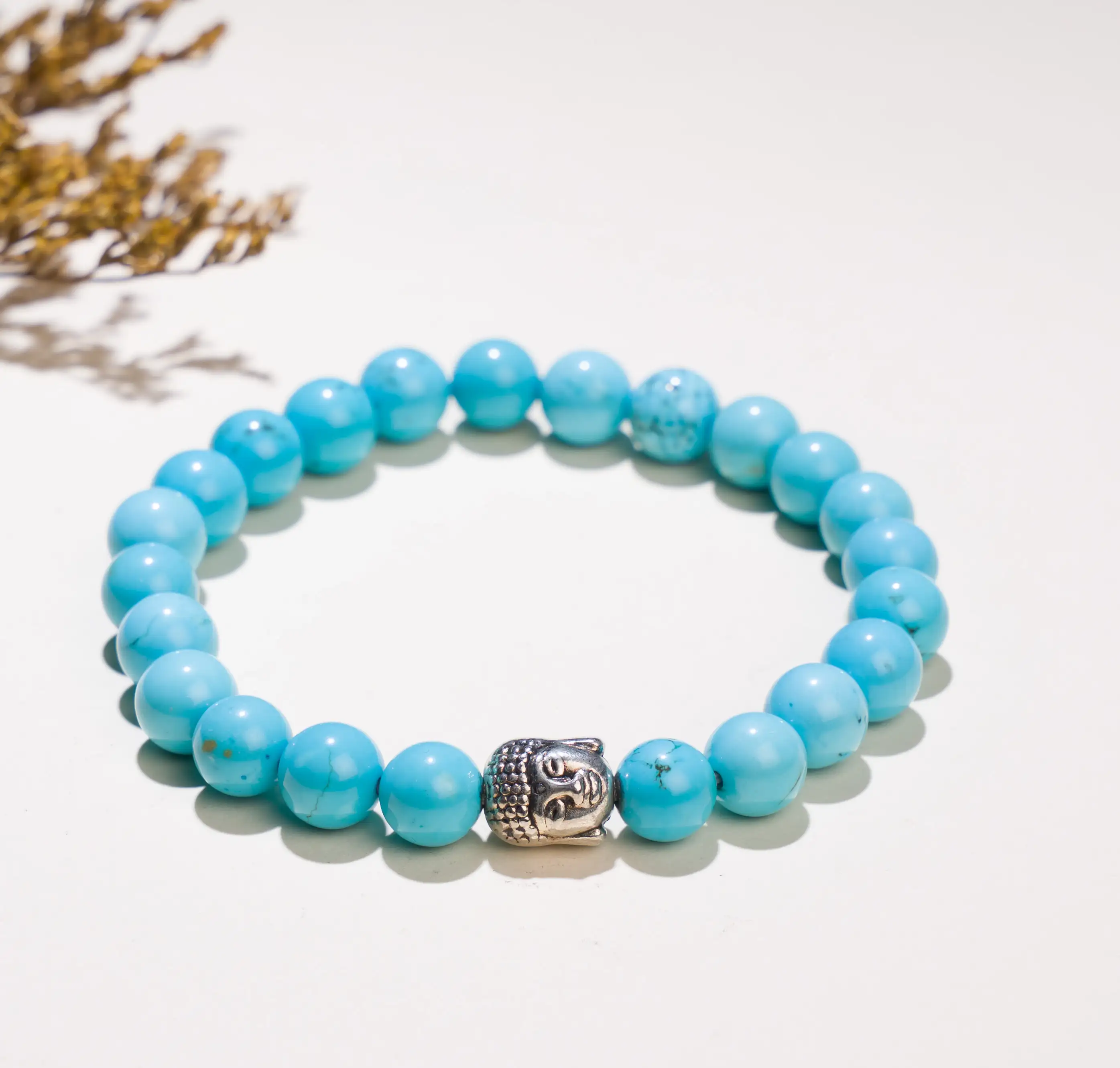 8mm Turquoise stone Crystal bracelet with buddha