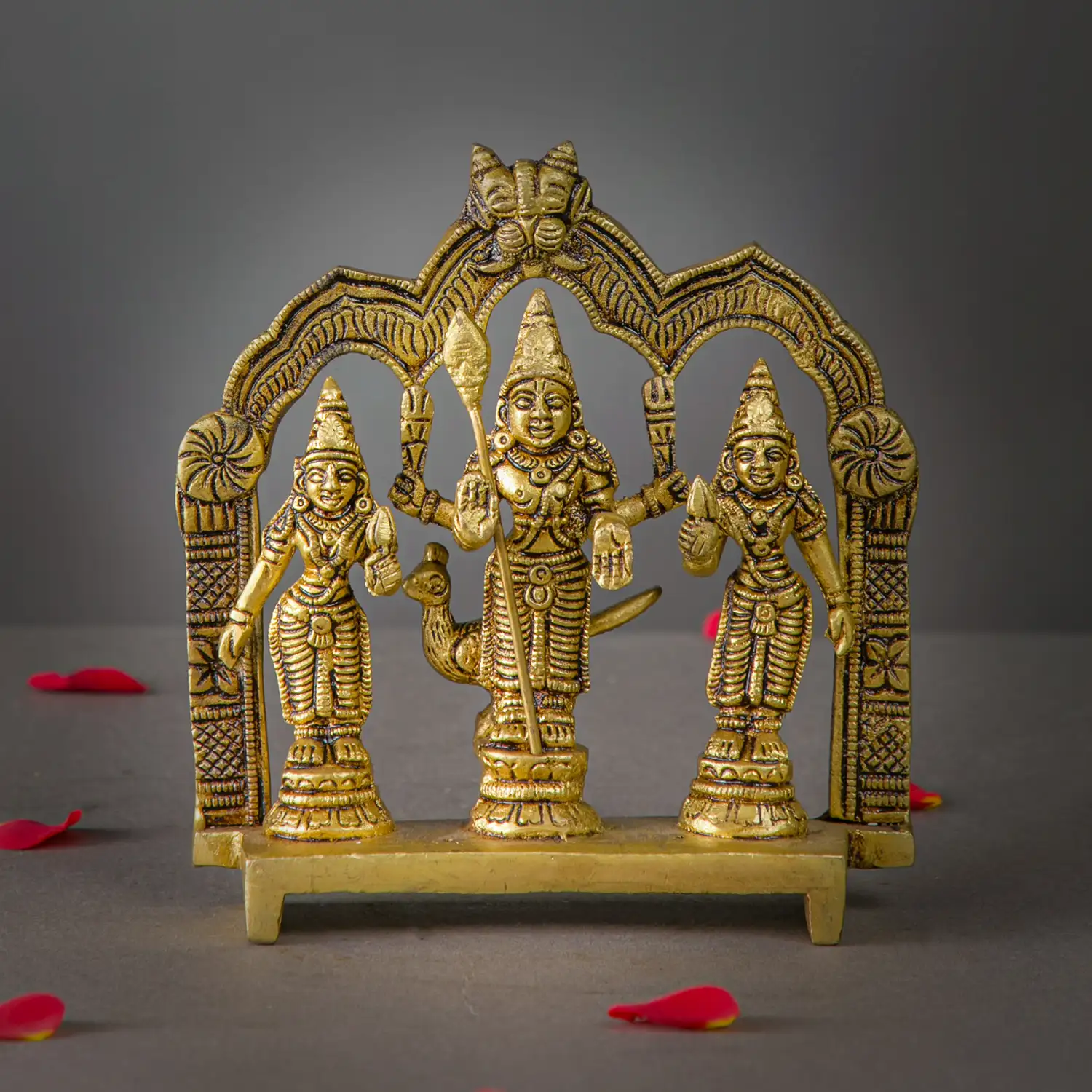 5.5 inches Brass Murugan Valli Deivanai frame idol