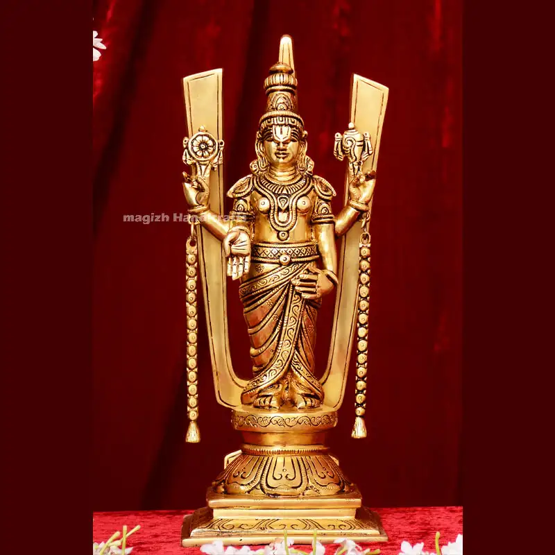 Brass Thirupathi Balaji Standing 14 inches - image 3