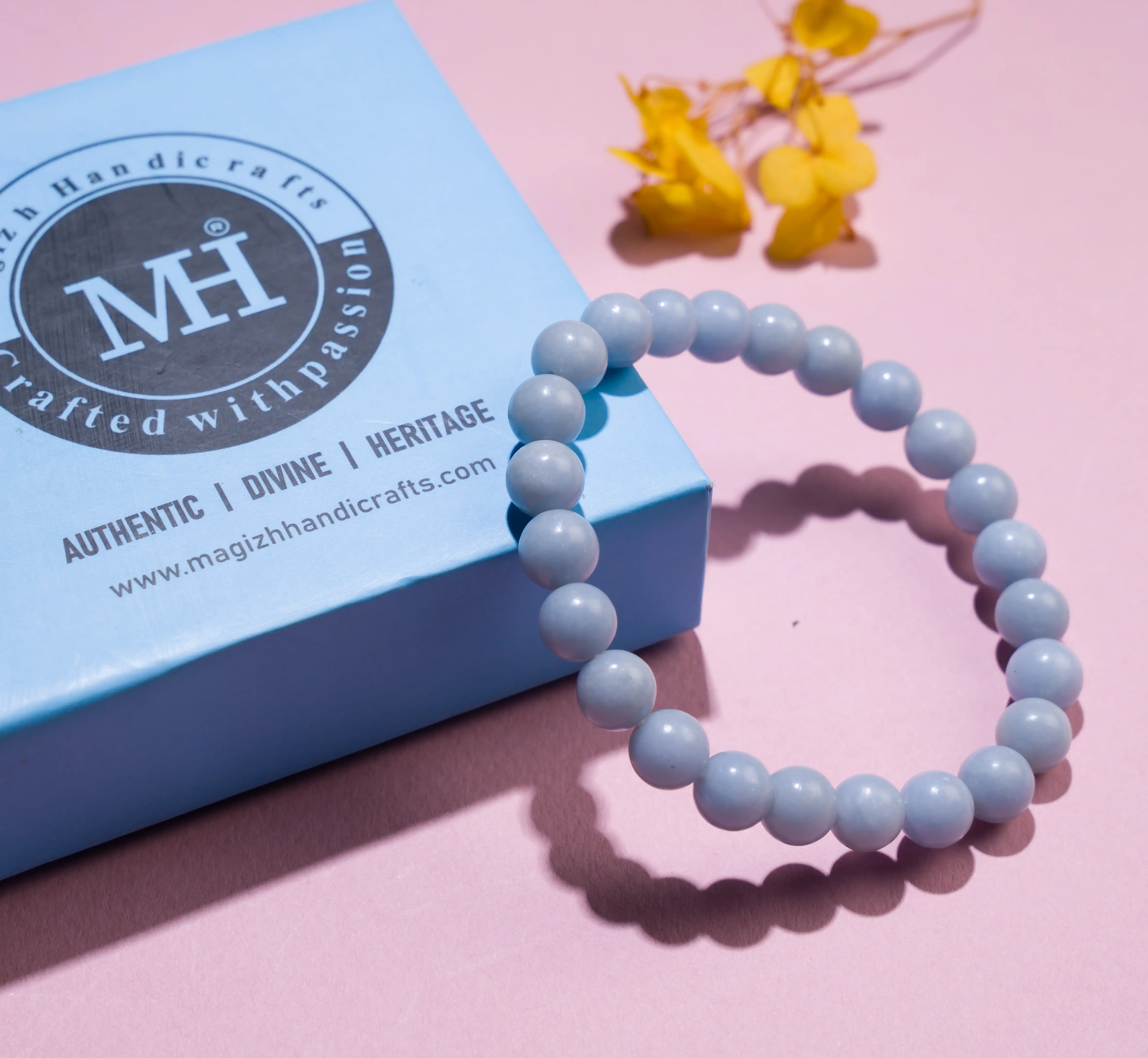 8mm Angelite crystal stone bracelet - image 7