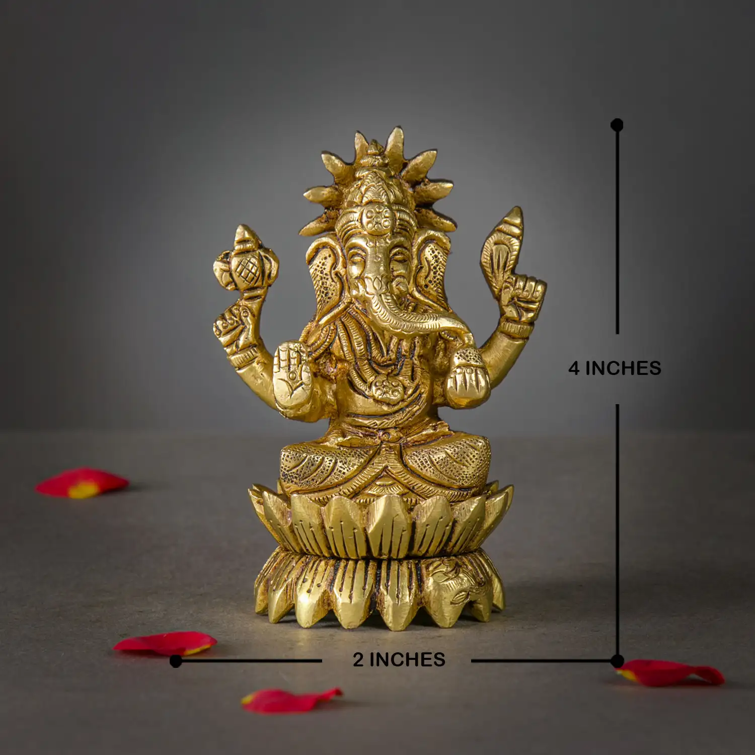 4 inches Lotus brass Ganesha idol - image 5
