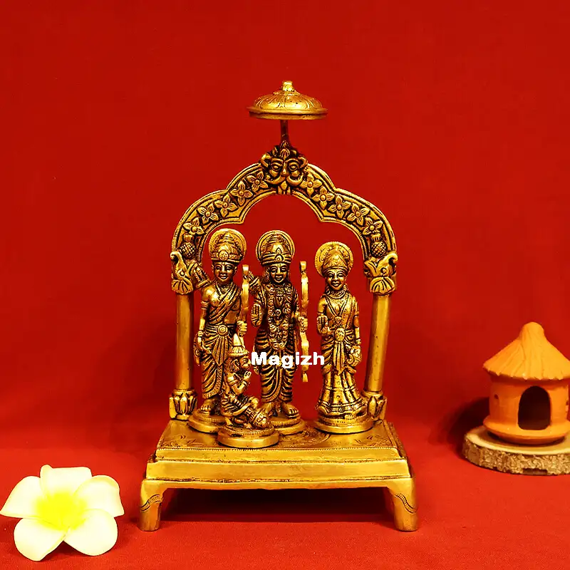 Brass Ram darbar on Peetam and frame - 10 inches