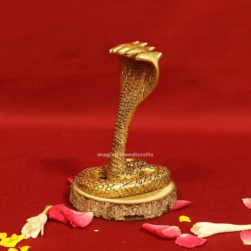 Brass 5 head Snake idol - 4 inches - image 3