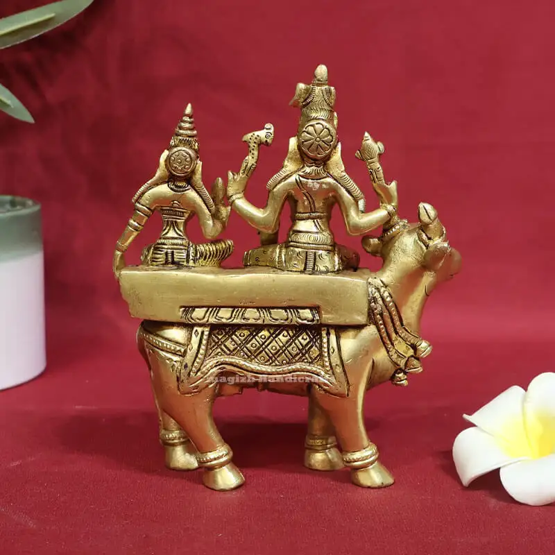 6 inches Brass Shivan Parvathi Nandhi Pradhosha Nayagar - image 3
