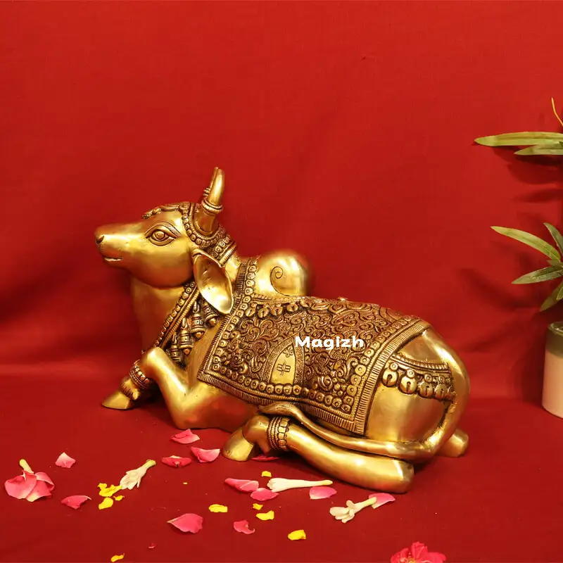 Brass Nandhi idol - 10 inches - image 3