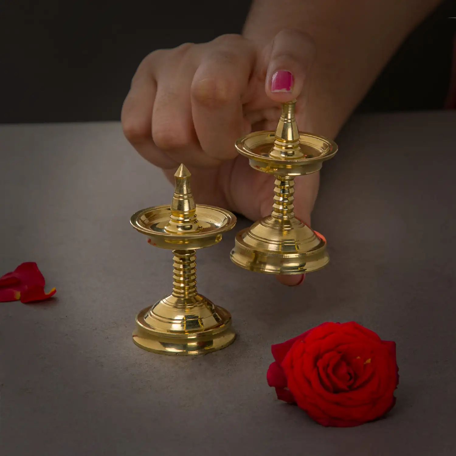 3 inches brass kerala nilavilakku mini lamp - secondary