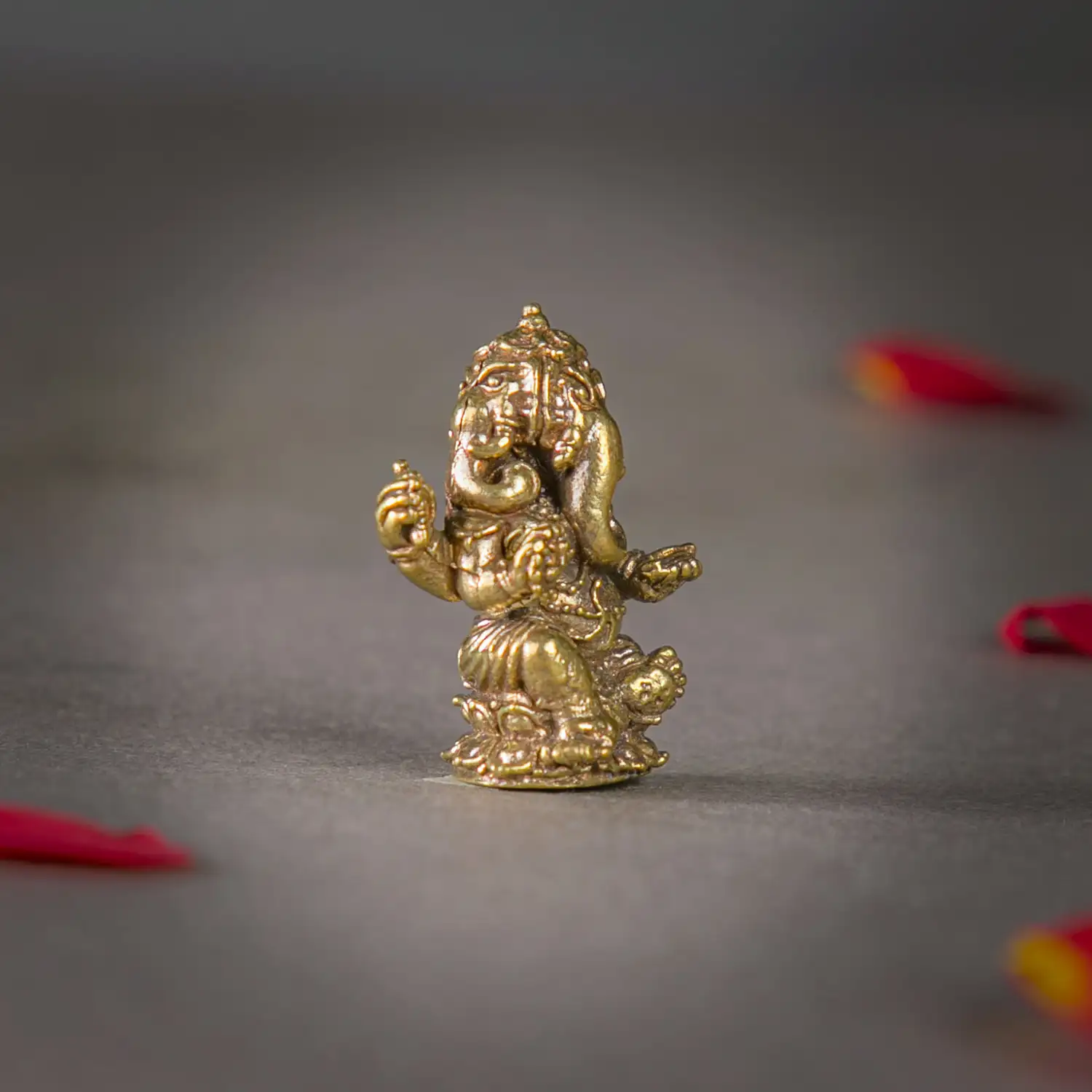 1 inch miniature 3 face Brass Sitting Ganesha idol - secondary