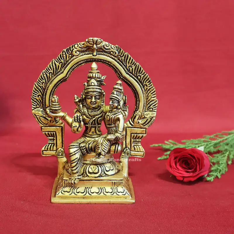 6 inches Brass Swarna Akarshana Bhairava idol with frame