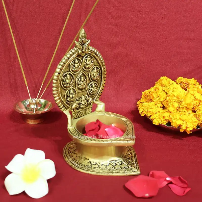 7 inches Brass Ashta Lakshmi Lamp - secondary